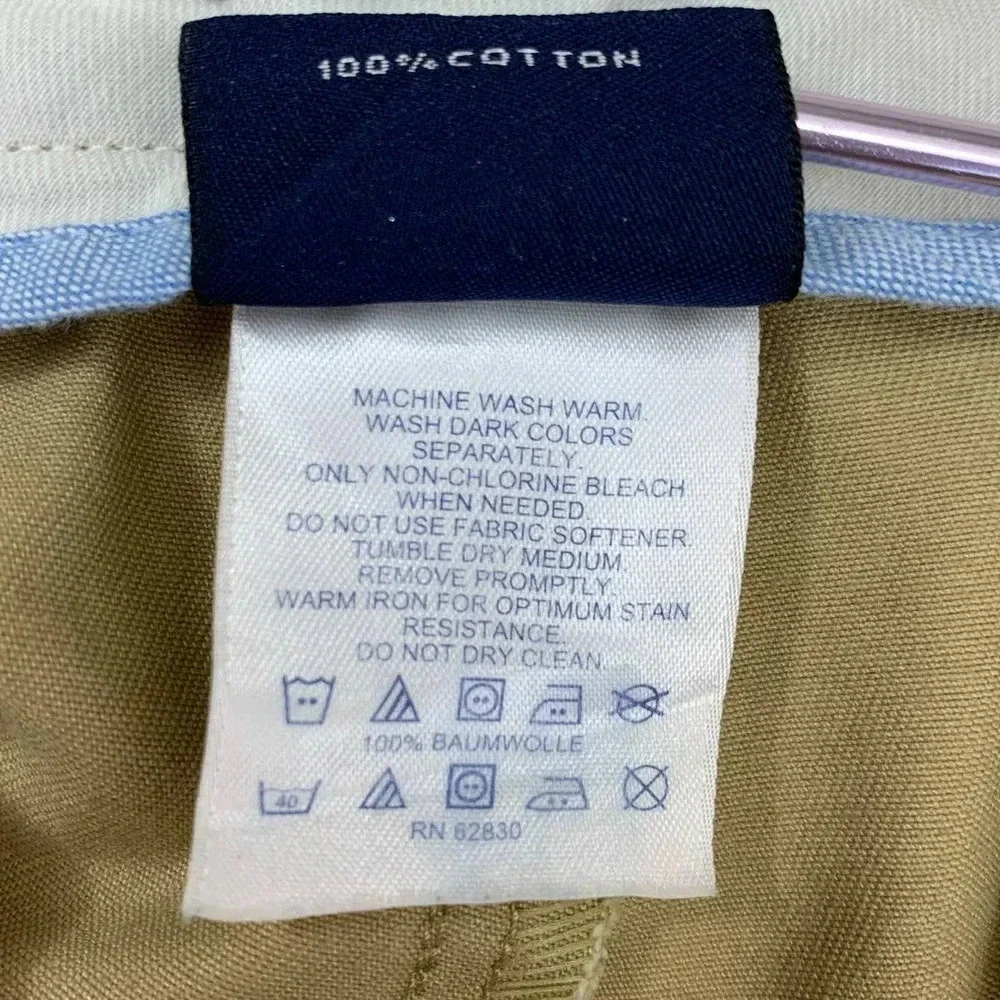 Lands' End Traditional Fit Pleated Chino Pants Men Size 38 Khaki Straight Leg